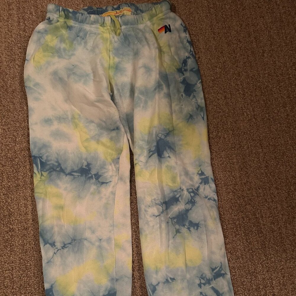 Aviator Nation Sweatpants Blue and Green Dye